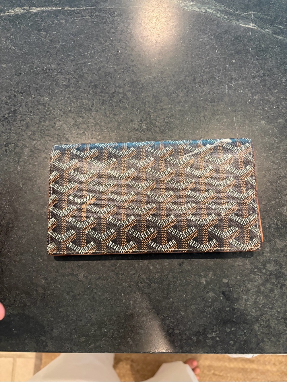 Goyard Brown Black Chevron Continental Wallet